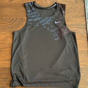 Nike Dri-Fit Black Running Tank Top with Blue and Purple Accents